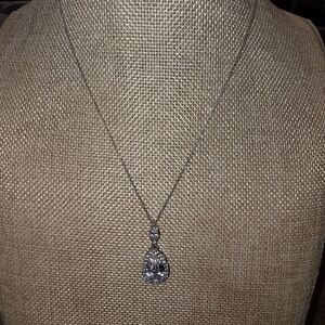 Elegant Stauer Silver Teardrop Pendant Necklace
